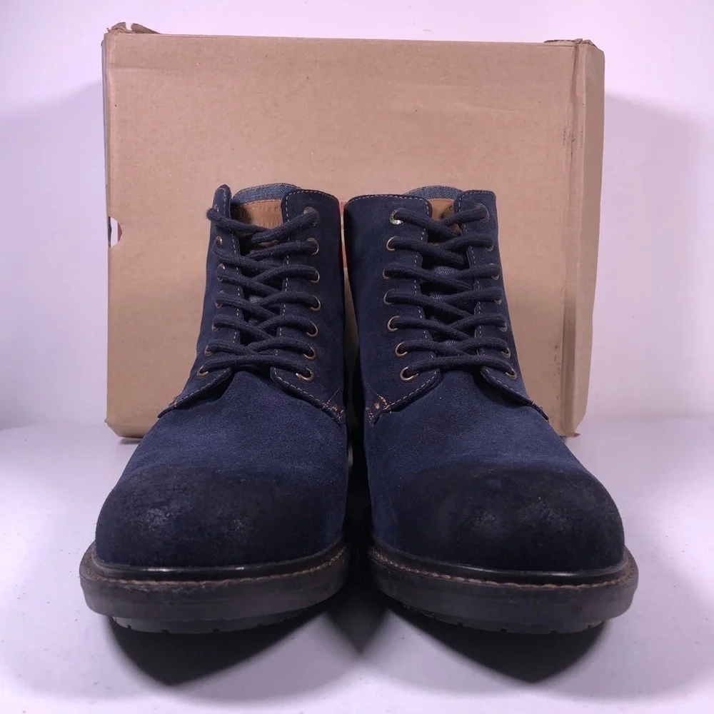 LEVI’S Sheffield Suede Navy Leather Work Boots - Picture 4 of 10